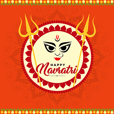 Happy Navratri with durga face illustration banner design template-12 small