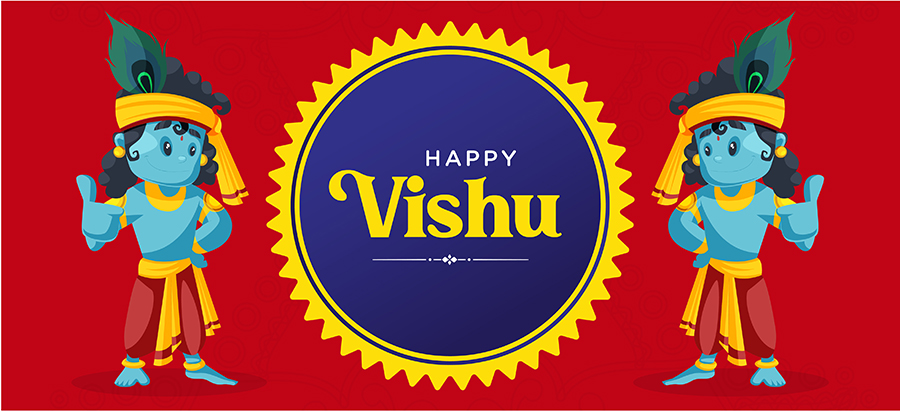 Happy Vishu festival new year of Kerala with banner template