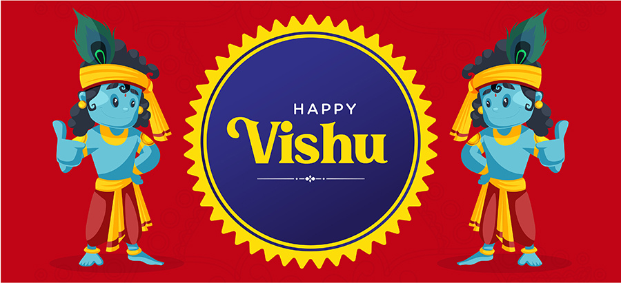Happy Vishu festival new year of Kerala with banner template Happy Vishu festival new year of Kerala with banner template