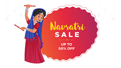 Happy Navratri festival celebration with dandiya sale banner template