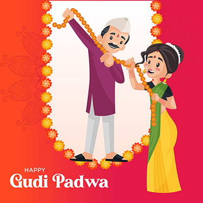Illustration Of Happy Gudi Padwa Festival Banner Design