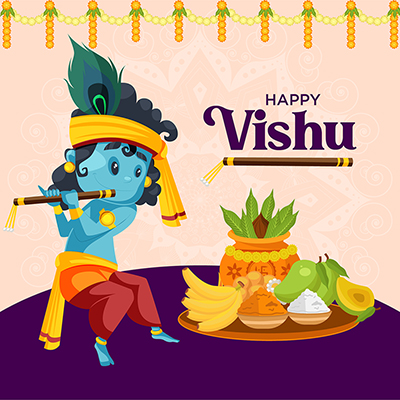 Kerala Indian festival Happy Vishu banner design Kerala Indian festival Happy Vishu banner design