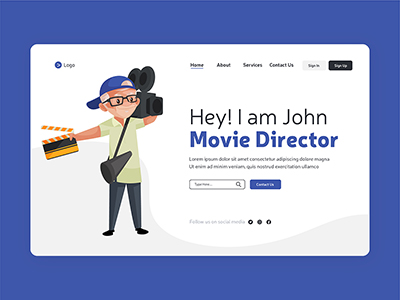Landing page design template for movie director