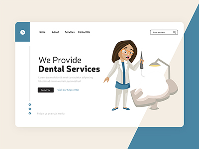 Landing page design template of dental services