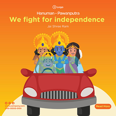 Lord hanuman the pawanputra we fight for independence banner design template