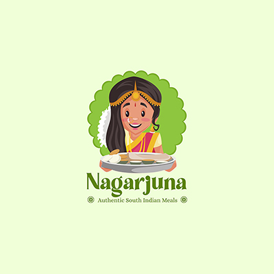 Nagarjuna South Indian Meals Vector Mascot Logo Template