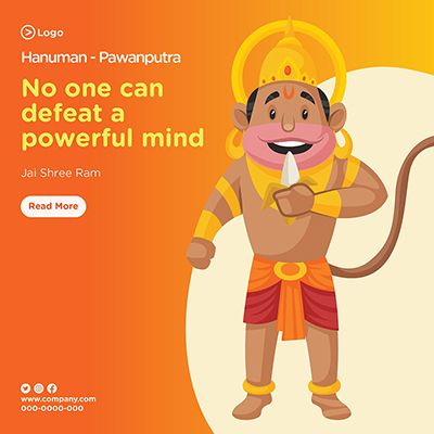 No one can defeat a powerful mind with lord hanuman  banner design