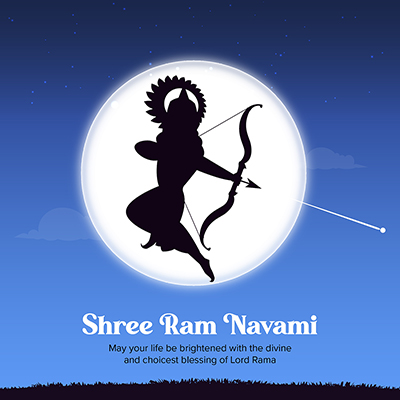 Shree Ram Navami Indian festival banner design with illustration