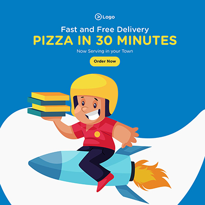 Social media banner design of fast and free pizza delivery service