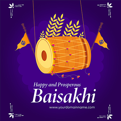 Social media banner of happy Baisakhi festival