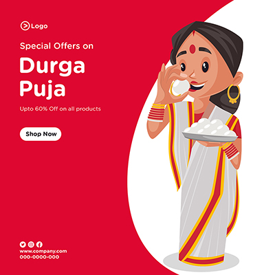 Social media banner template of special sale on Durga puja-09 small