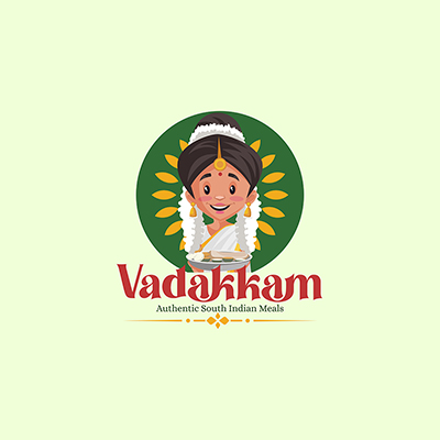 Vadakkam South Indian Meals Vector Mascot Logo Template