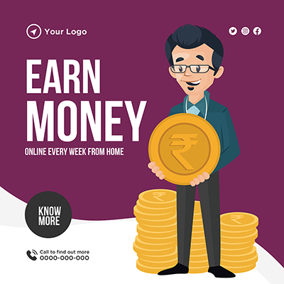 Banner design of earn money online from home
