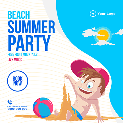 Banner of beach summer party free fruit mocktail drinks -06 small