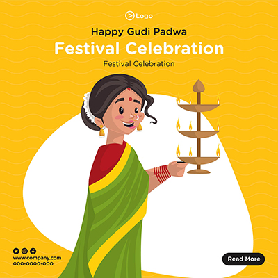 Banner of festival celebrations happy Gudi Padwa