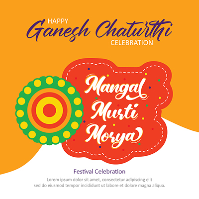 Banner of happy Ganesh Chaturthi celebration mangal murti morya