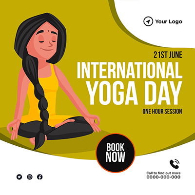 Banner of international yoga day one hour session