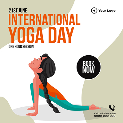 Banner template for international yoga day one hour session