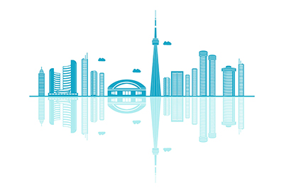 Canada vector skyline on white background