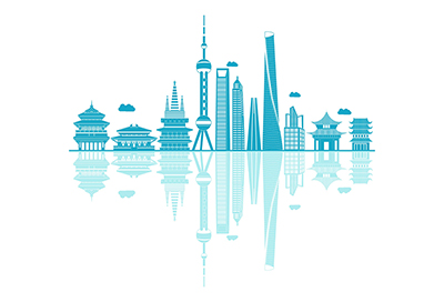 China vector skyline on white background