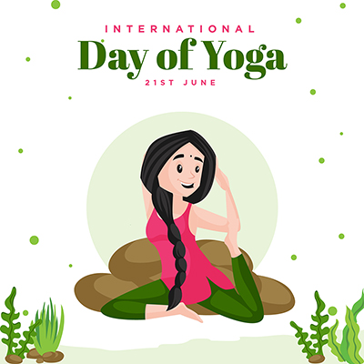 Flat banner design with international day of yoga