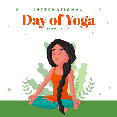 Flat banner with the international day of yoga