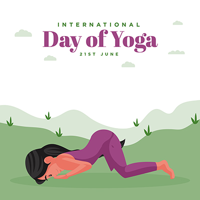 Flat social media banner design with international day of yoga