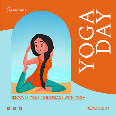 Yoga day illustration banner design template