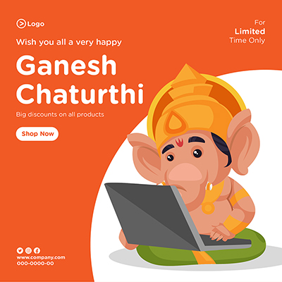 Ganesh chaturthi hindu festival social media banner