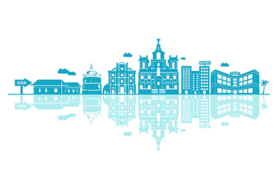 Goa city vector skyline on white background