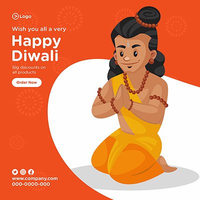 Happy Diwali celebrations wishes banner design template