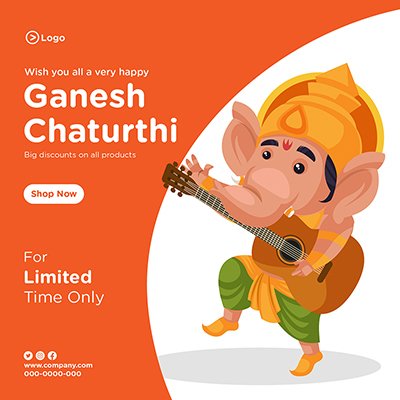 Happy ganesh chaturthi hindu traditional festival banner template