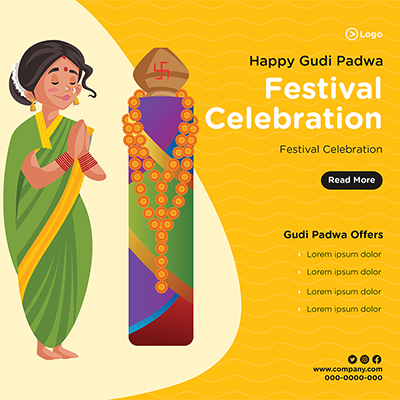 Happy Gudi Padwa festival celebration banner design