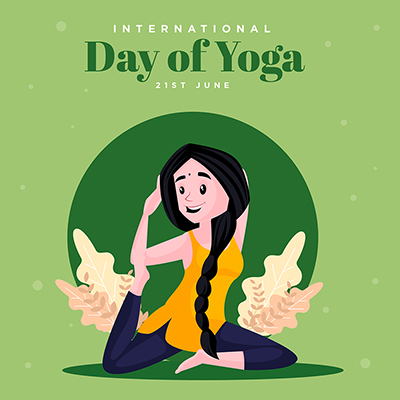 International day of yoga with flat banner