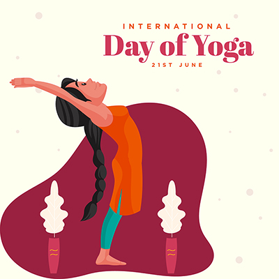 International day of yoga with flat banner design