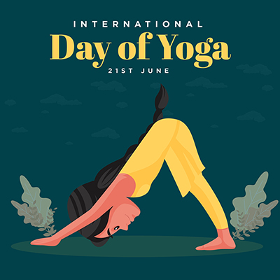 International day of yoga with flat banner design template