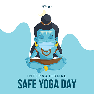 International safe yoga day banner design template