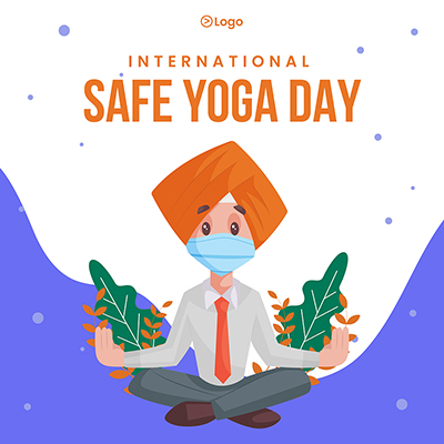 International safe yoga day banner template