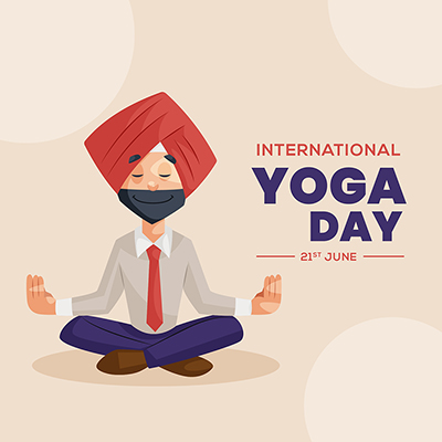 International yoga day flat banner