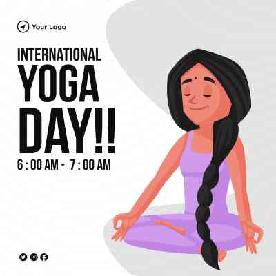 International yoga day illustration flat banner