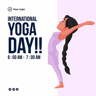 International yoga day illustration flat banner design