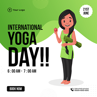 International yoga day on 21st June banner design template