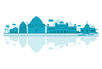 Odisha city vector skyline on white background