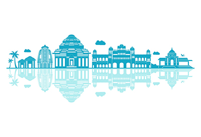 Odisha city vector skyline on a white background