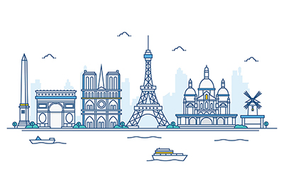 Paris vector skyline on white background