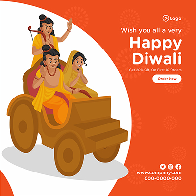 Social media banner design for happy Diwali festival
