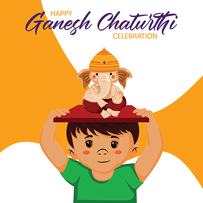 Social media banner of happy ganesh chaturthi celebration