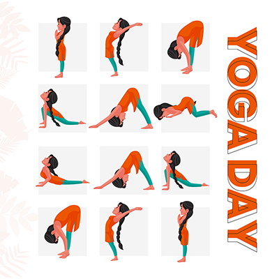 Social media flat banner for yoga day