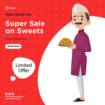 Banner design for super sale on sweets
