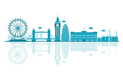 UK vector skyline on white background